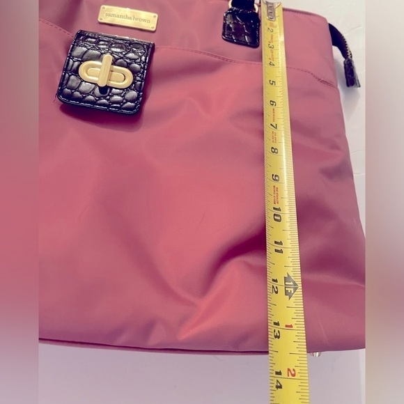 Samantha Brown Nylon Carry On Bag Black Croc Embossed Leather Handles tr… - Picture 4 of 11